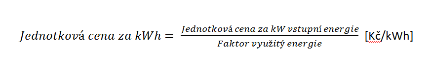 Rovnice jednotkové ceny za kWh